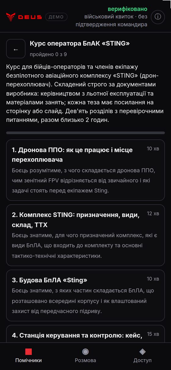 Список розділів курсу